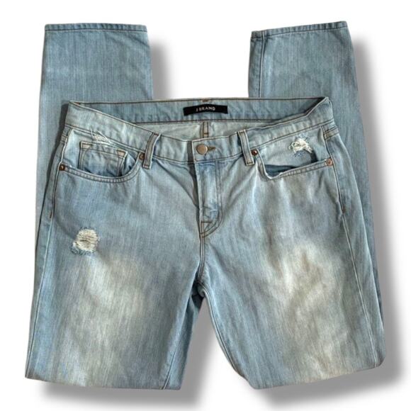 J Brand Aidan Distressed Boyfriend Jeans Light Wash Relaxed Fit Denim Size 28 - Picture 2 of 9